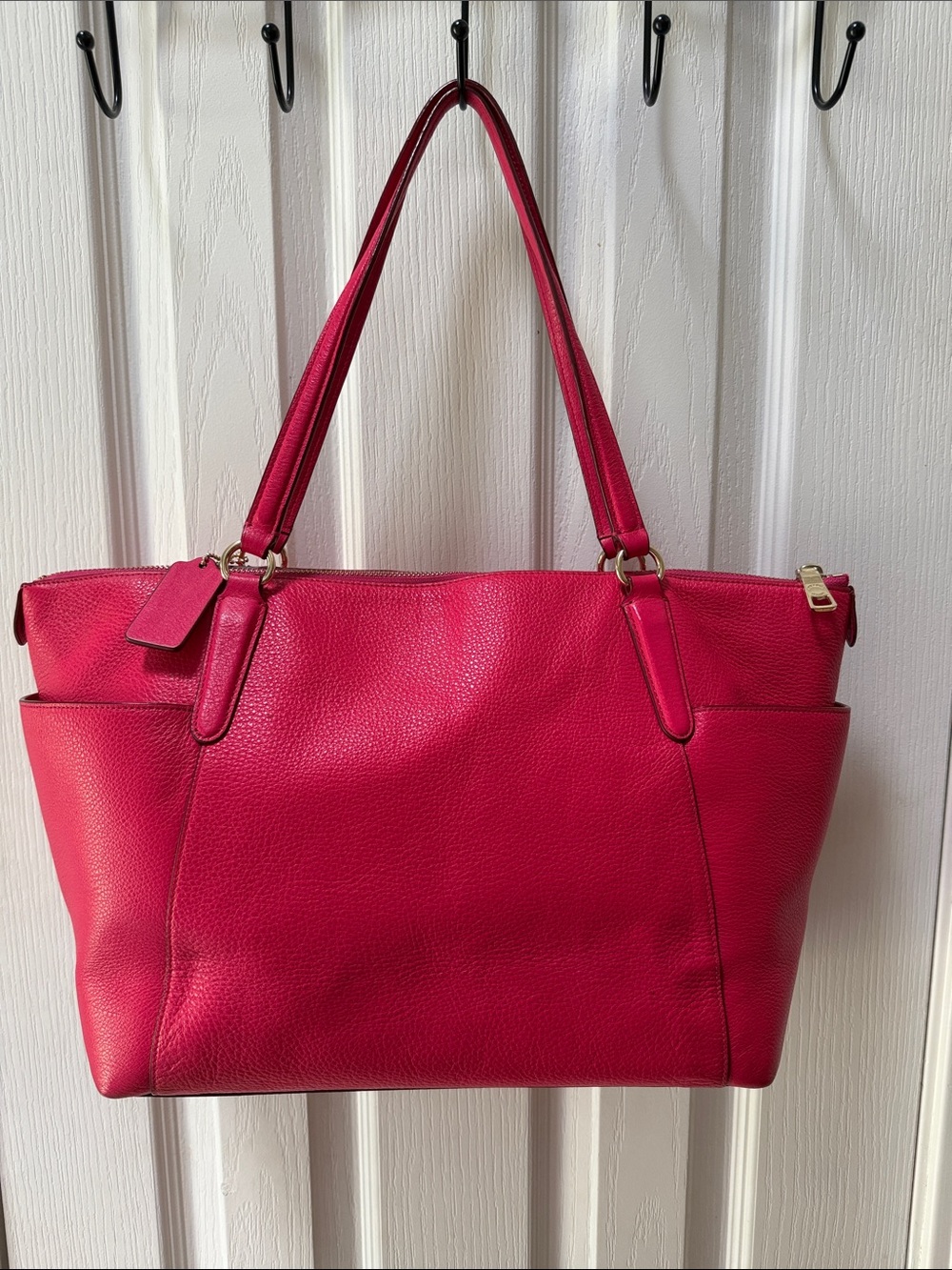 Coach Hot Pink Pebbled Leather Tote - Picture 3 of 12